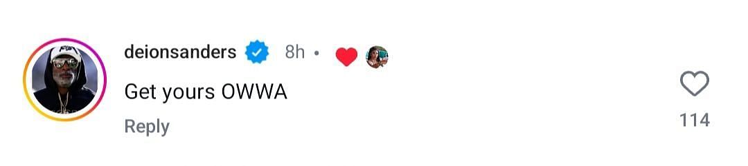 Coach Prime's IG comment